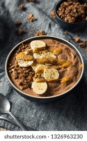 Homemade Chocolate Smoothie Bowl With Banana And Peanut Butter