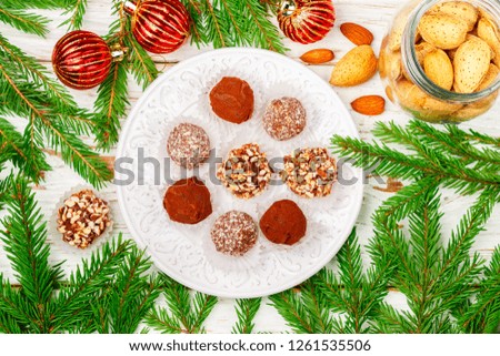 Similar – Foto Bild Kokosnuss weißer Weihnachtskuchen. Australisches Dessert