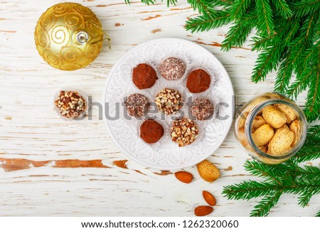 Similar – Foto Bild Kokosnuss weißer Weihnachtskuchen. Australisches Dessert