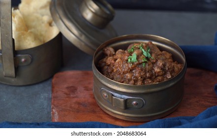 Homemade Chole Bhature In Indian Copper Tiffin