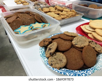 Homemade Christmas Cookies Are Ready At The Bake Sale.