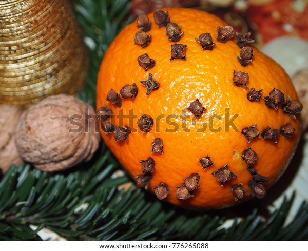 Homemade Christmas Decoration Orange Cloves Syzygium Stock Photo