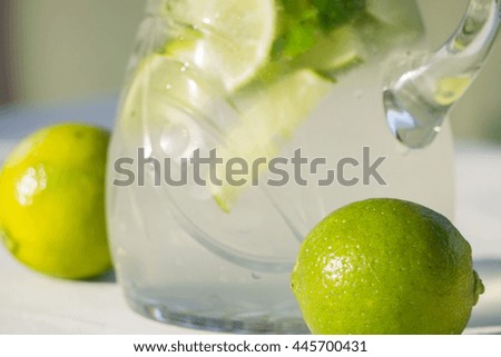 Homemade classic mojito with mint and lime