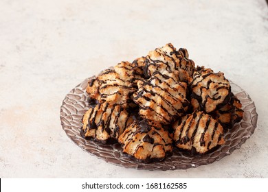 Homemade Coconut Cookies On The Plate.Passover Food