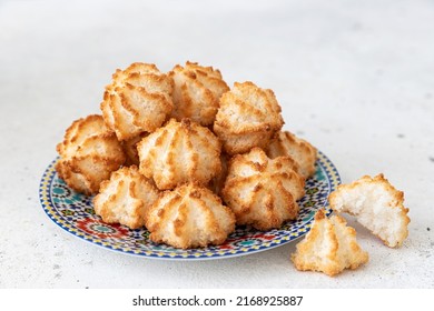 Homemade coconut cookies on the plate.Passover food	