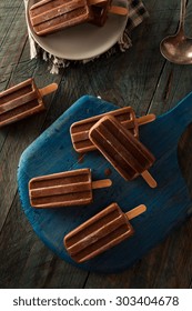 Homemade Cold Chocolate Fudge Popsicles On A Stick