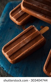 Homemade Cold Chocolate Fudge Popsicles On A Stick