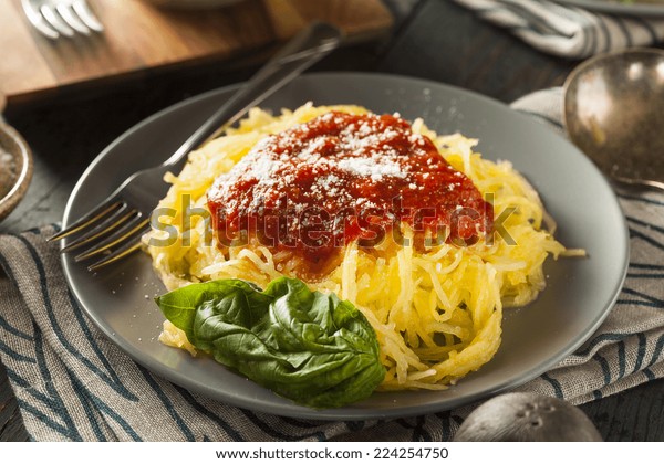 Homemade Cooked Spaghetti Squash Pasta with
Marinara Sauce