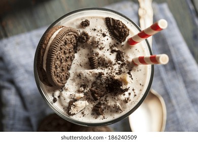 Homemade Cookies and Cream Milkshake in a Tall Glass - Powered by Shutterstock