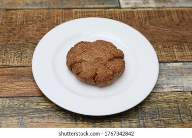 Homemade Cookies With Flaxseed, Oatmeal, Coconut And Nuts On A Wooden Table, Healthy Vegetarian