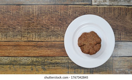 Homemade Cookies With Flaxseed, Oatmeal, Coconut And Nuts On A Wooden Table, Healthy Vegetarian