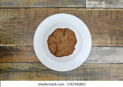 Homemade Cookies With Flaxseed, Oatmeal, Coconut And Nuts On A Wooden Table, Healthy Vegetarian