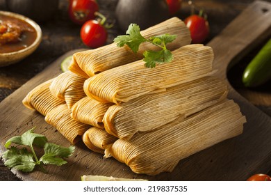 Homemade Corn and Chicken Tamales Ready to Eat