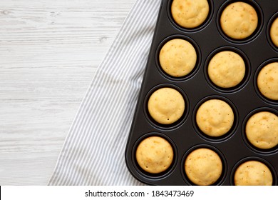 Homemade Cornbread Muffins, Top View. Flat Lay, Overhead, From Above. Copy Space.