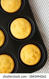 Homemade Cornbread Muffins, Top View. Flat Lay, Overhead, From Above. Close-up.