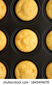 Homemade Cornbread Muffins, Top View. Flat Lay, Overhead, From Above.