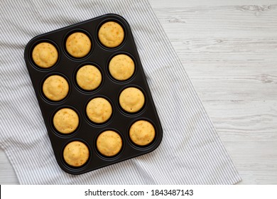 Homemade Cornbread Muffins, View From Above. Flat Lay, Top View, Overhead. 