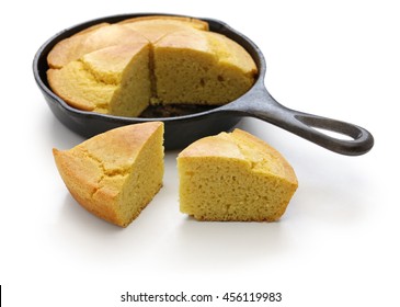 Homemade Cornbread In Skillet, Southern Cooking