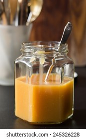 Homemade Cream Caramel Sauce In A Jar