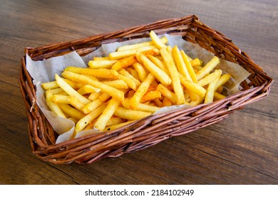 Homemade Crispy Chicken Tenders And French Fries , Top View. Flat Lay, Overhead, From Above.