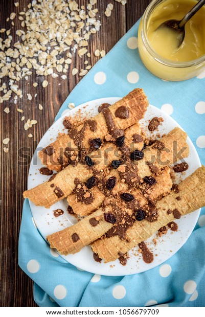 Homemade Crispy Oat Waffles Cottage Cheese Stock Photo Edit Now