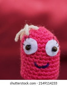 Homemade Crochet Happy Red Finger Puppet