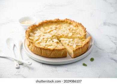 Homemade Custard Tart With Almond Flakes