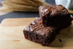 Homemade Dark Chocolate Fudge Brownies Cake.