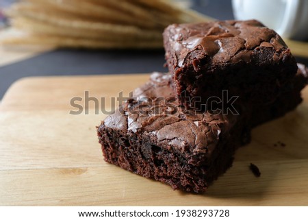 Homemade dark chocolate fudge brownies cake.