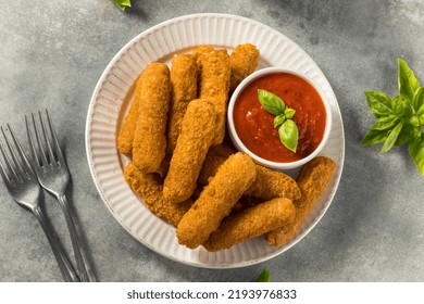 Homemade Deep Fried Mozzarella Sticks with Marinara Sauce