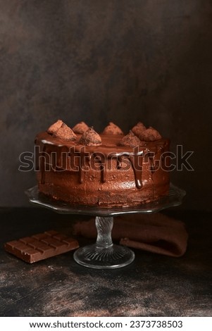 Homemade delicious chocolate cake 'Trufle' on a dark slate, stone or concrete background Zdjęcia stock © 