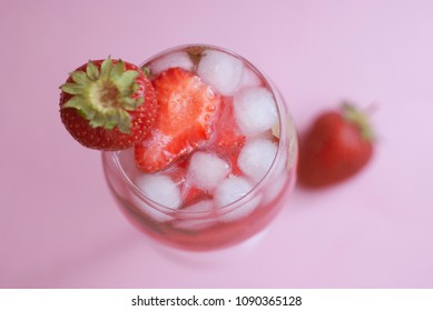 Homemade Delicious Red Sangria With Strawberry Ice Summer Drin