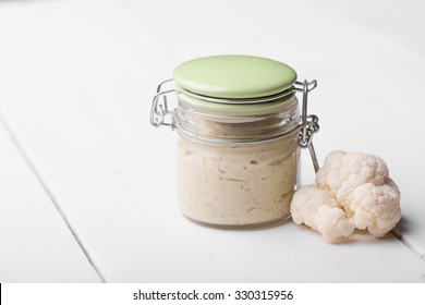 Homemade DIY Natural Vegan Mayonnaise Made Of Cauliflower