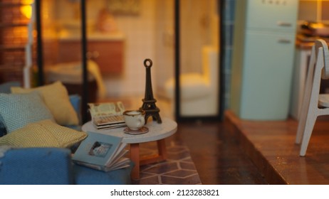 Homemade Doll House With Wooden Furniture Details