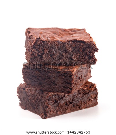 Homemade Double Chocolate Brownies Isolated on a White Background