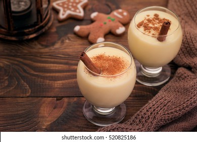 Homemade Eggnog With Cinamon And Nutmeg