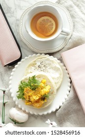 Homemade English Muffin And Pumpkin Salad Sandwich