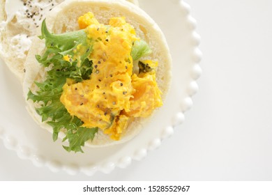 Homemade English Muffin And Pumpkin Salad Sandwich