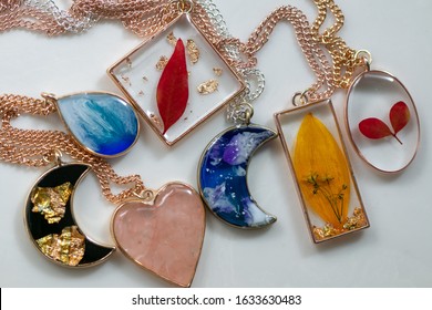 Homemade Epoxy Resin Necklace Pendants