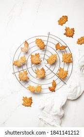 Homemade Fall Gingerbread Cookies, Top Down View Baking Concept