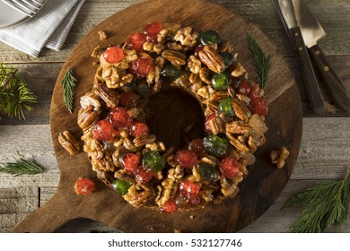 Homemade Festive Holiday Fruitcake With Nuts And Fruit