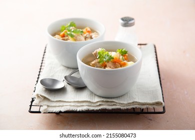 Homemade fish soup with vegetables - Shutterstock ID 2155080473