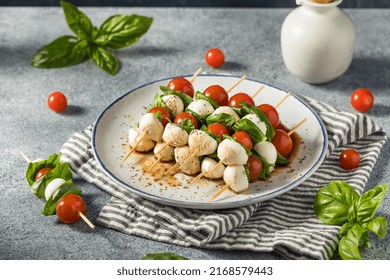 Homemade Fresh Caprese Skewer Appetizer with Tomato Basil and Mozarella - Powered by Shutterstock