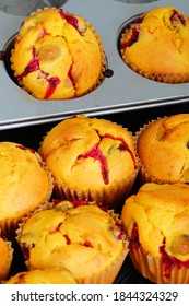 Homemade Fresh Cranberry And Pumpkin Vegan Muffins