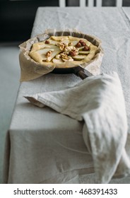 Homemade Fresh Pear Galette With Goat Cheese And Walnuts