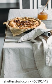 Homemade Fresh Pear Galette With Goat Cheese And Walnuts