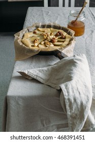 Homemade Fresh Pear Galette With Goat Cheese And Walnuts