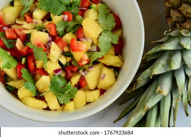 Homemade Fresh Pineapple Salsa. Top View