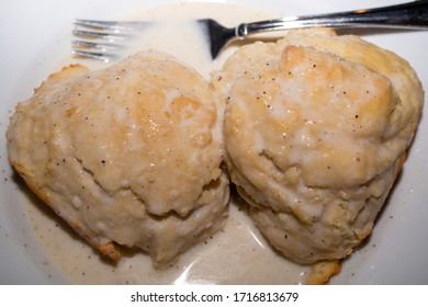 Homemade Freshly Baked Biscuits And Country Gravy