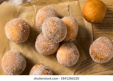 Homemade Fried Cake Donut Holes with Sugar Ready to Eat